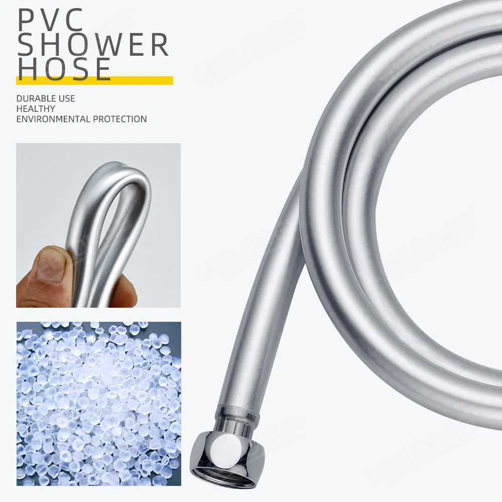 1.2m 1.5m 2m Non-Toxic Leakproof Handheld Shower Head Hose Flexible Anti-Kink PVC Silver Grey Shower Hose