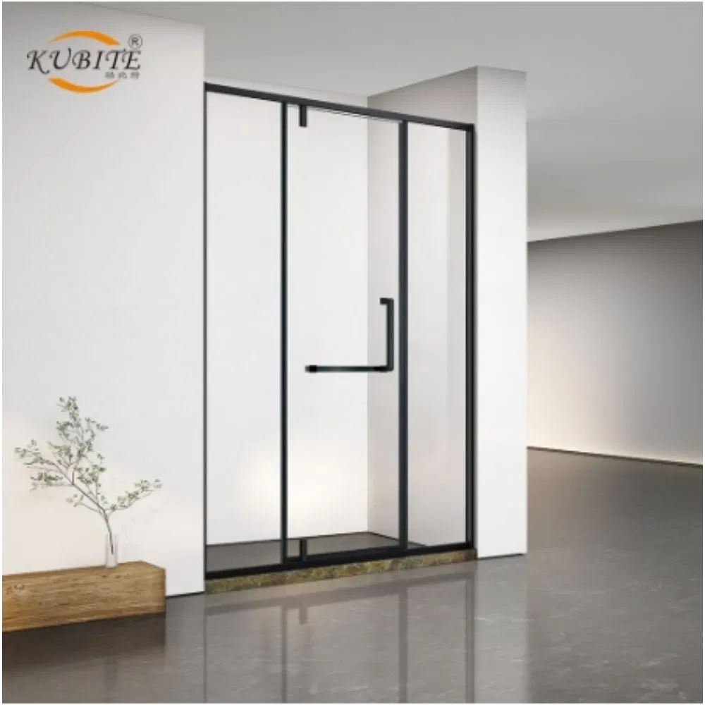 Chrome/Black 8mm 6mm Thick Glass Sliding Aluminum Profile Shower Glass Door