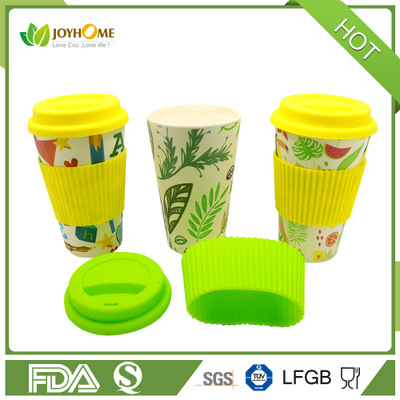 300-400ml Customized Bamboo Fiber Coffee Cup/Reusable Bamboo Fiber Coffee Mug with Lid