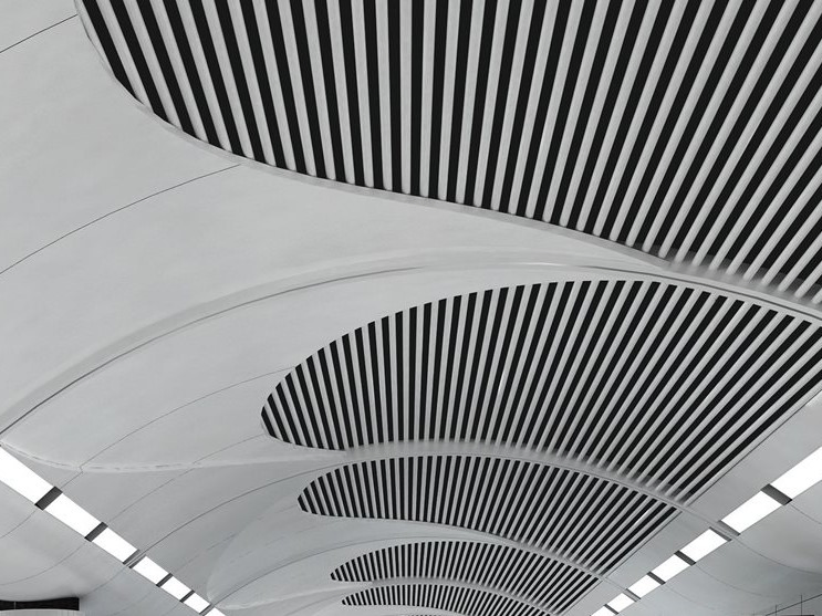 Wave Ceiling Aluminum Profile Baffle Ceiling Wooden Color