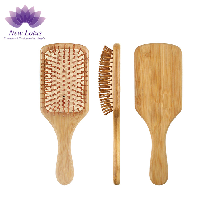 Gentle Bamboo Hair Comb Combined with Comfortable Cushioned Hair Brush