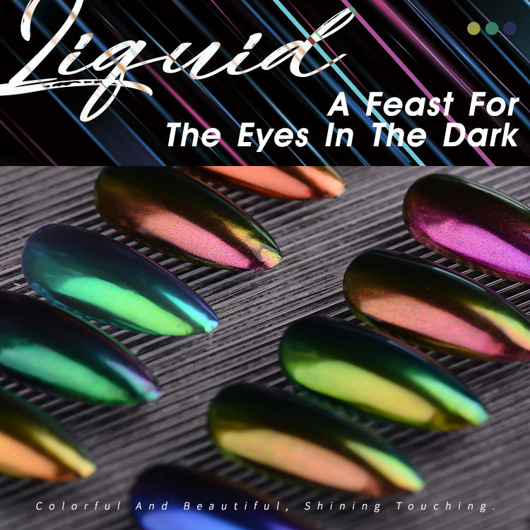 Colored Mirror Effecting Liquid Nail Polish Magic Mirror Powder Liquid Mirror Effect Aurora Chrome Magic Aurora Liquid Powder