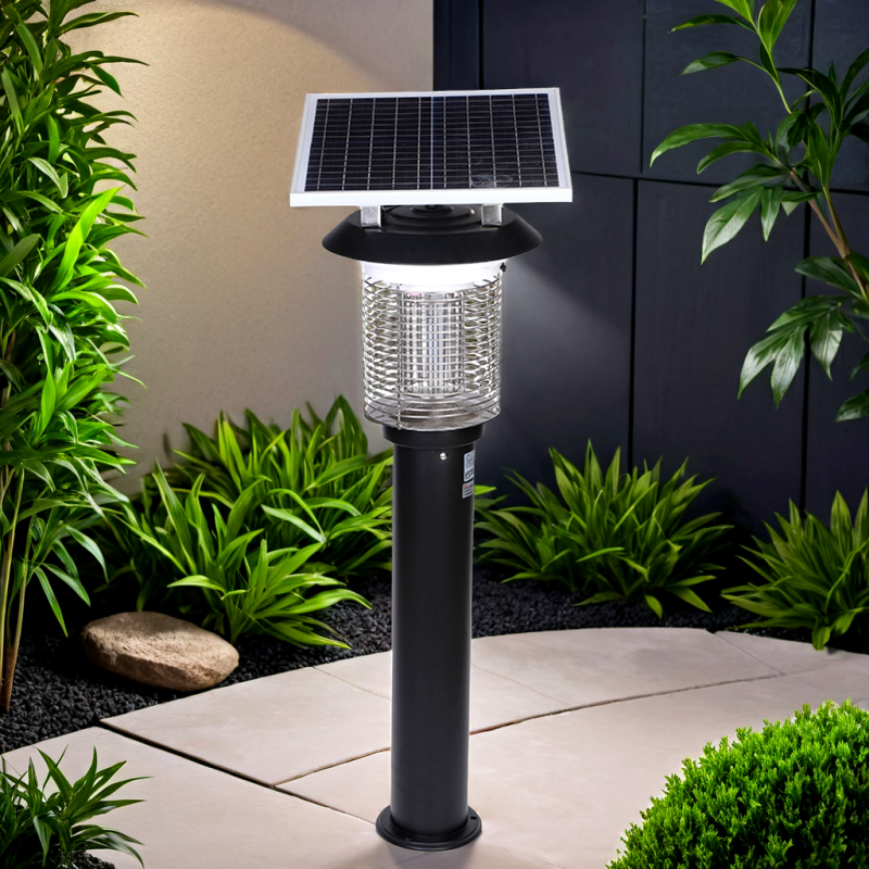 Outdoor Motion Sensor Solar Bug Zapper Effective UV Mosquito Insect Killer Lamp