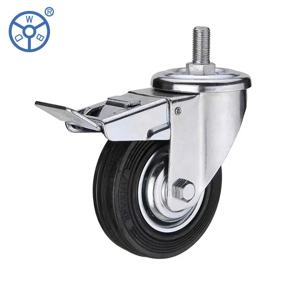 Wbd 100mm 125mm Swivel European Type Medium Duty Black Rubber Caster