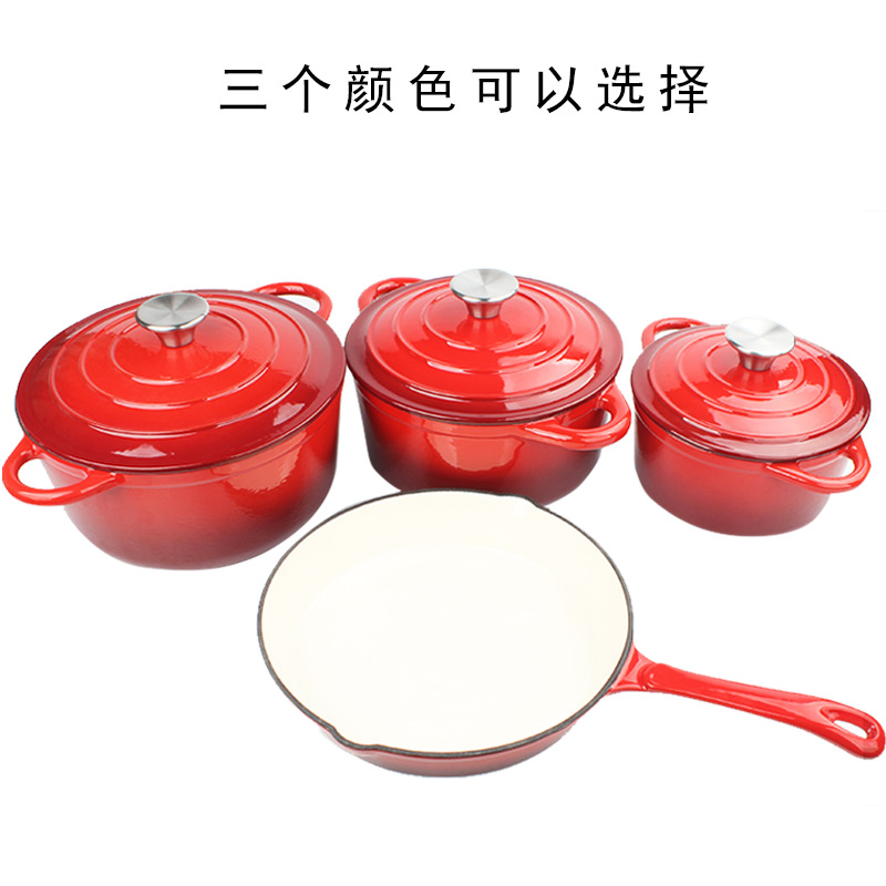 Hot Sale Kitchenware Casseroles Set 20/22/24cm Enamel Cast Iron Pans 25cm Enamel Fry Pan Nonstick Kitchen Cookingware Pots Sets