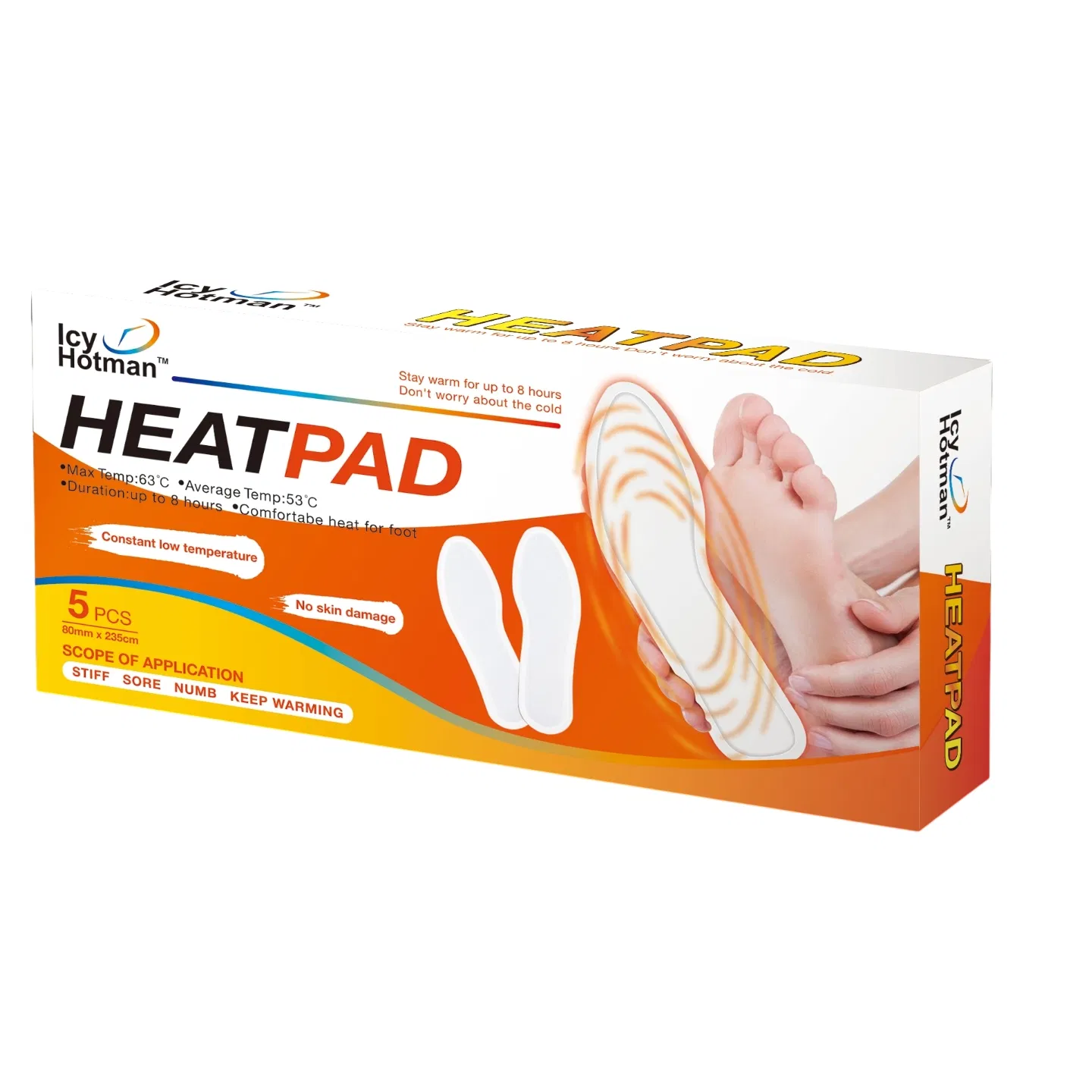 High Quality 23.5X8cm Adhesive Foot Insole Warmer Heat Pad