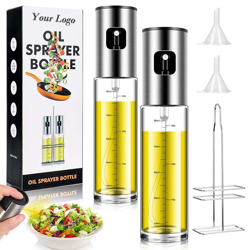 100ml Kitchen Push Type Stainless Steel Spray Olive Oil Spray Bottle Pot Grill BBQ Sprayer Oil Dispenser for Cooking