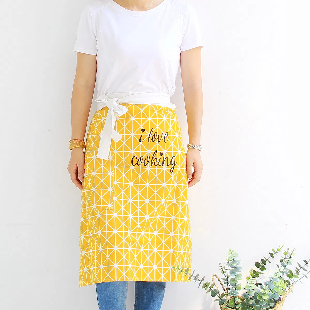 Custom Coffee Bar Restaurant Waitress Chef Waiter Server Half Short Aprons Kitchen Waist Apron with Pockets