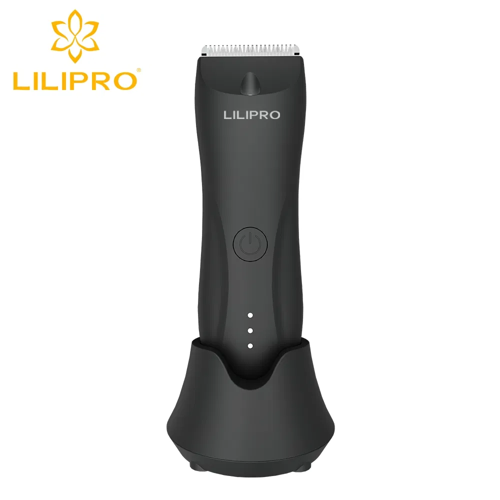 Lilipro B9 Waterproof Pubic Groin Hair Trimmer for Men Grooming Kit LCD Display Charging Base