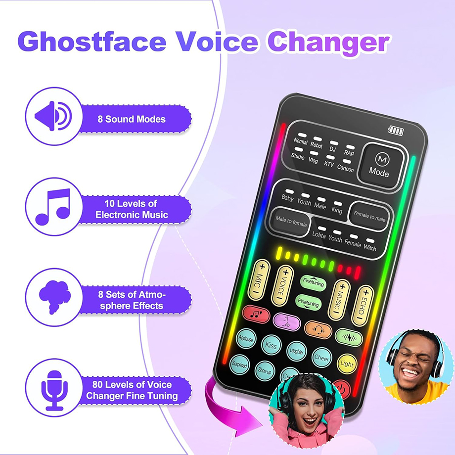 New I9 Voice Changer Mini Live Broadcast Voice Disguiser Portable Sound Board Voice Changer for Ios/Android/Live Broadcast