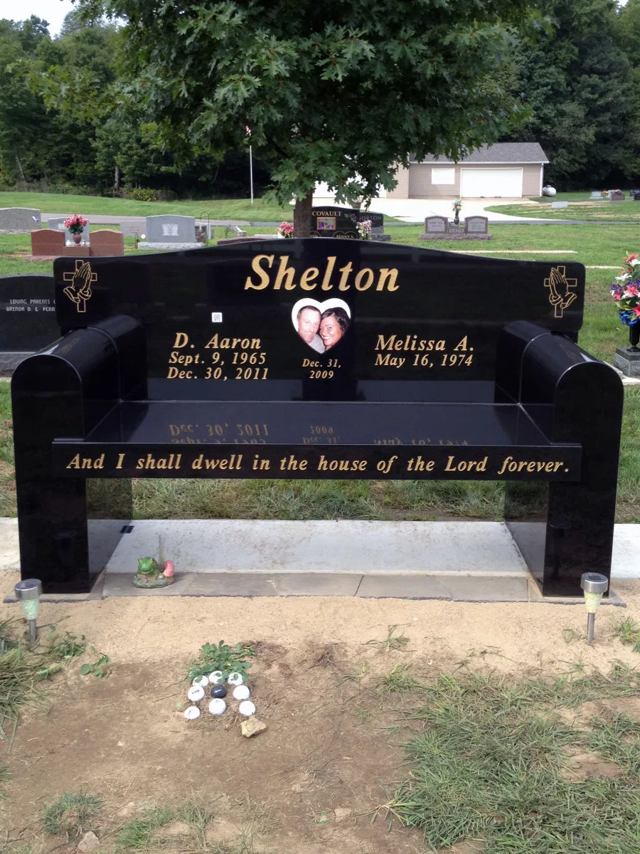 Outdoor Absolute Black Cremation & Cemetery Bench Memorials