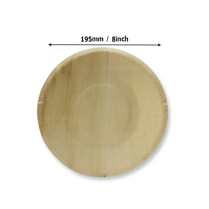 Biodegradable Disposable Wooden Tableware 195mm Diameter Birch Wooden Plate Custom for Party