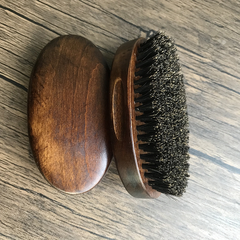 Wood Small Travel Beard Brush Natural Boar Bristles Hair Mustache Shaving Brush Facial Hair Brush