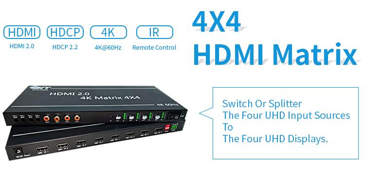 Матричный коммутатор HDMI 4x2 Bitvisus 4K@60Гц