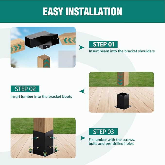 15° Pergola Brackets 75° Corner Bracket with Post Base