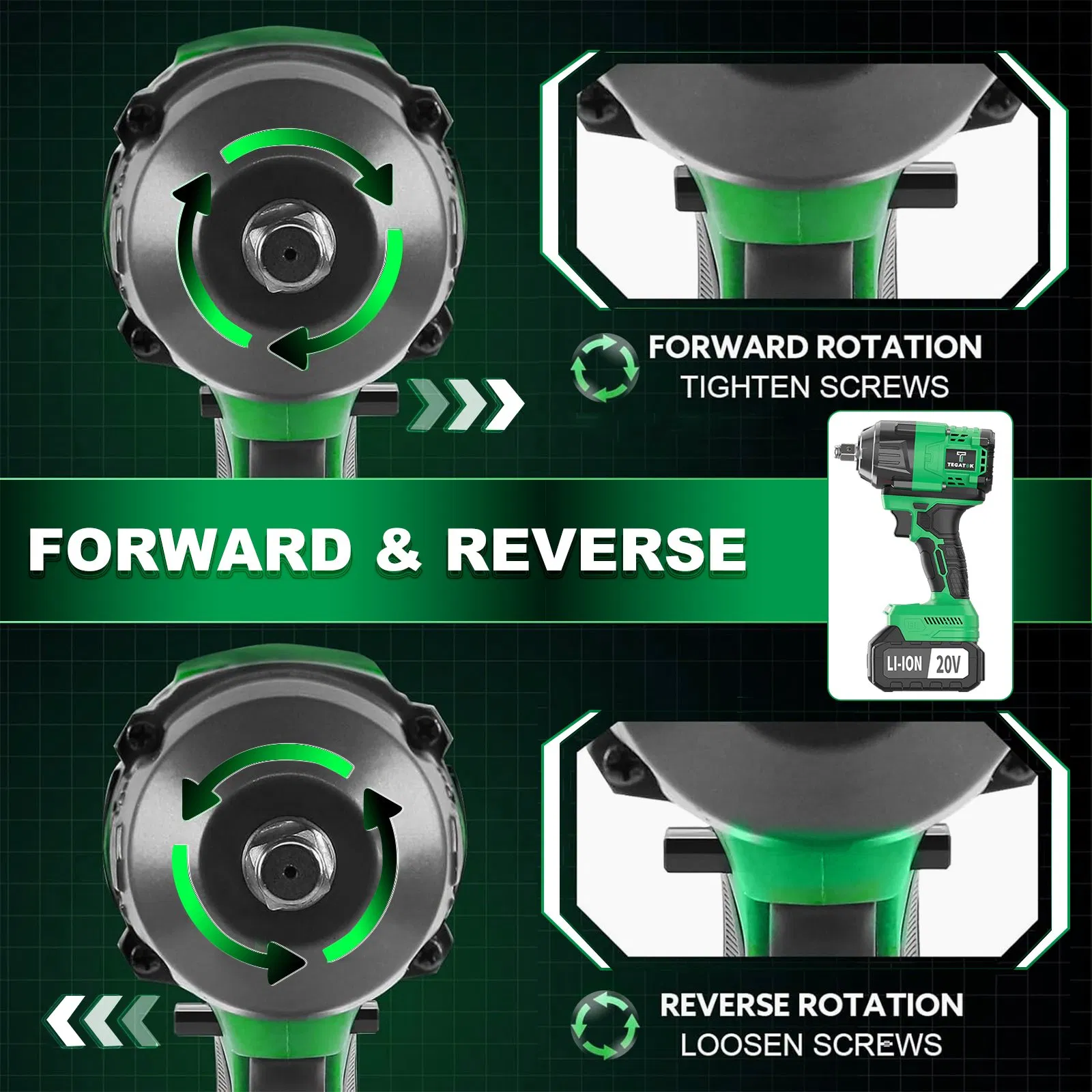 20V Cordless Impact Wrench, Max Torque 800nm, 3 in 1 Electric Wrench, Support OEM/ODM