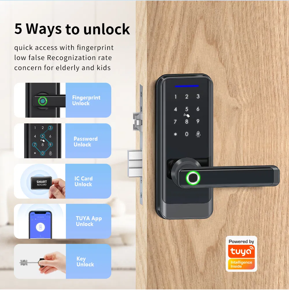 Smart Digital Handle Lock with Fingerprint Password and Tuya Function