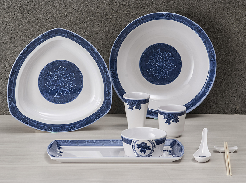 Кружка меламиновая с синим цветком для горячих и холодных напитков