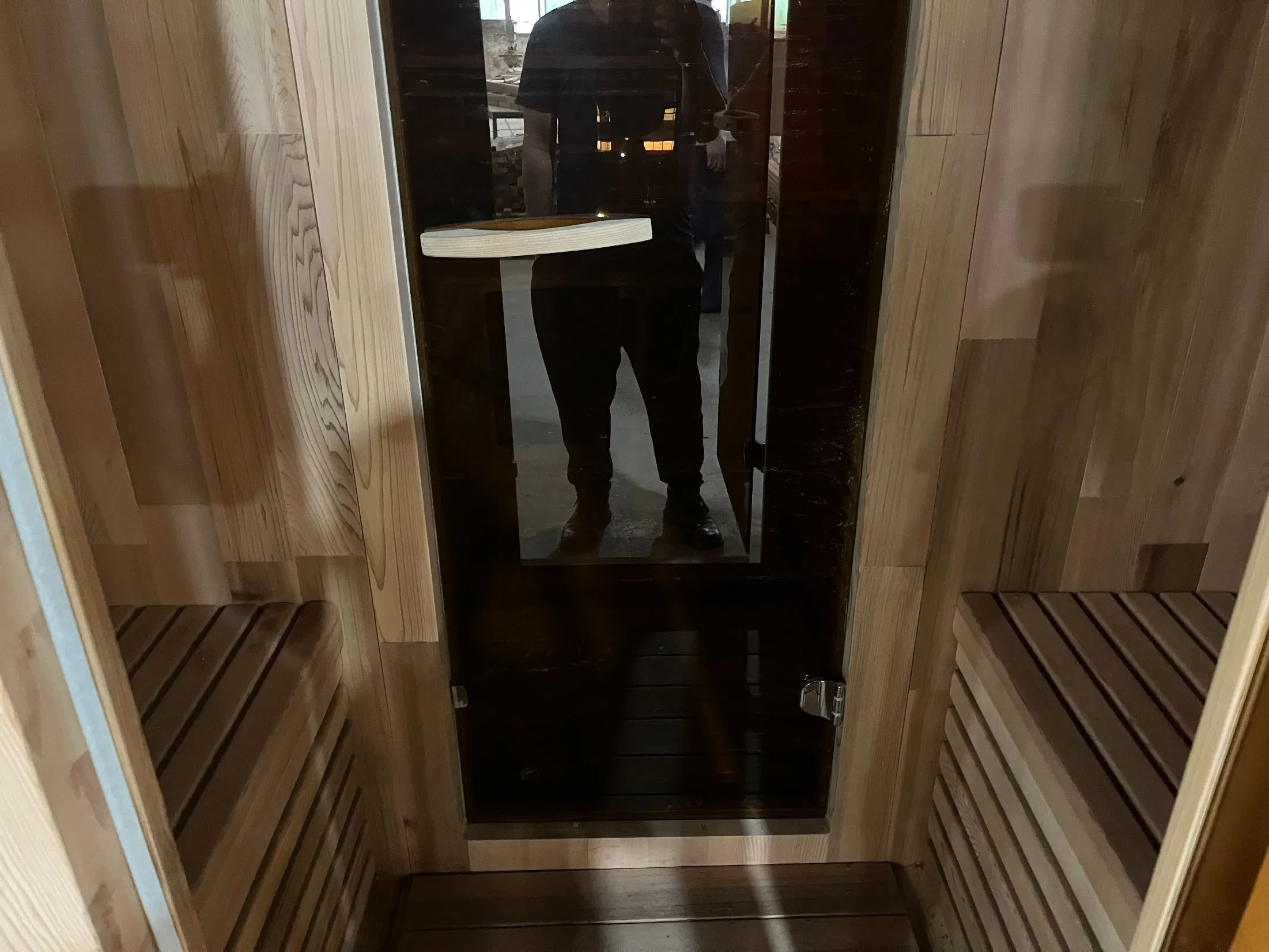 Custom-Made Cedar Sauna Room with Two Glass Door