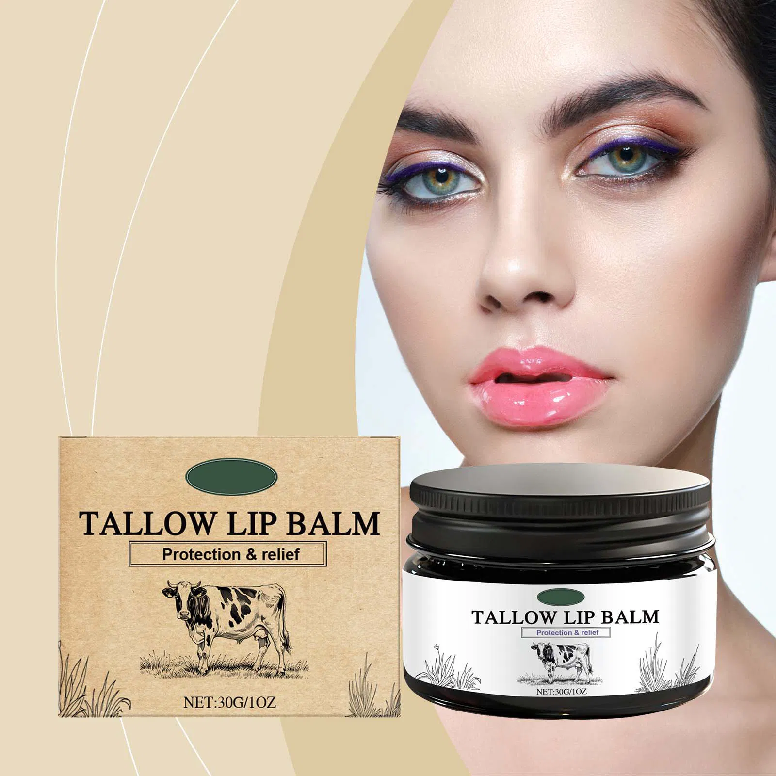 Natural Nourishing Soften Cracked and Dry Lips Deep Hydrating Moisturizing Beef Tallow Honey Lip Balm