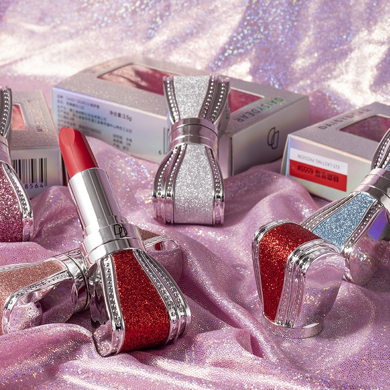 Ls15 Lipstick Bow Diamond Lipstick Female Student Velvet Matte Moisturizing Long-Lasting Moisturizing Not Easy to Discolor