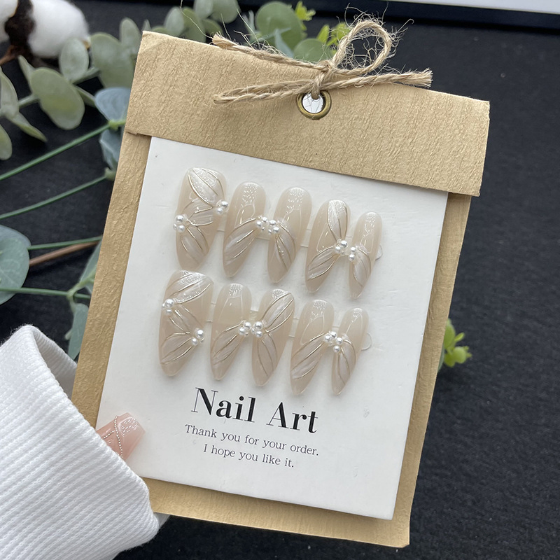 Handmade Luxury Long Coffin Finger Nails Full Cover Artificial Art Press on Acrylic Nails Tips