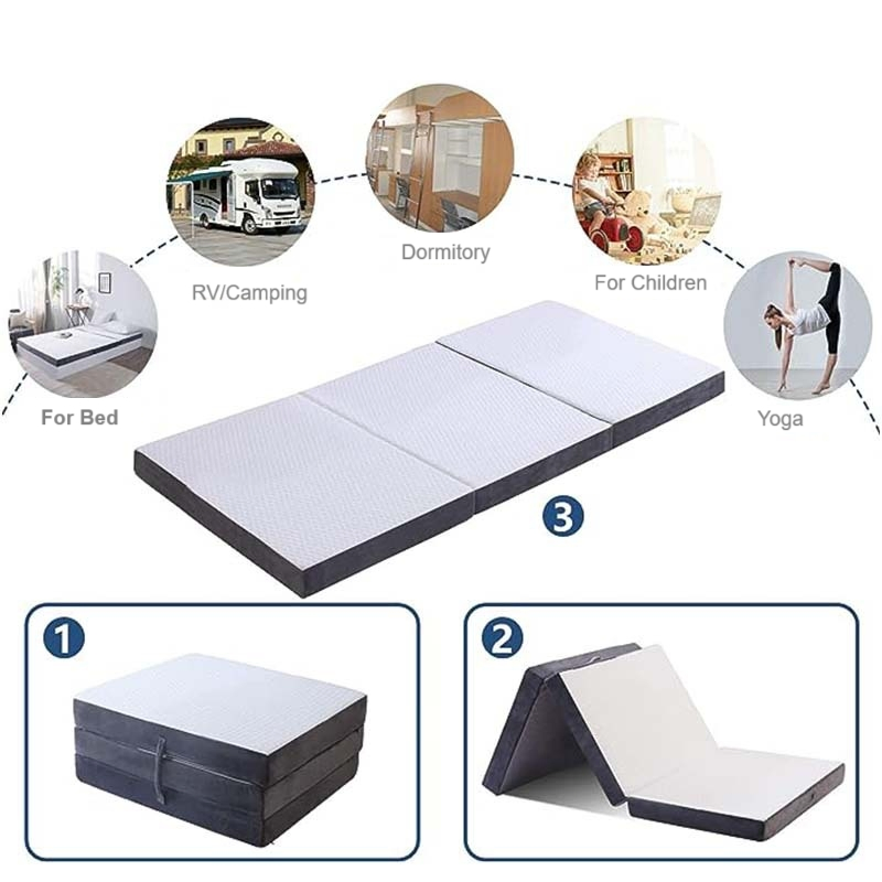 Foldable Bed Camping High Density Foam Mattress Memory Foam Topper Pad