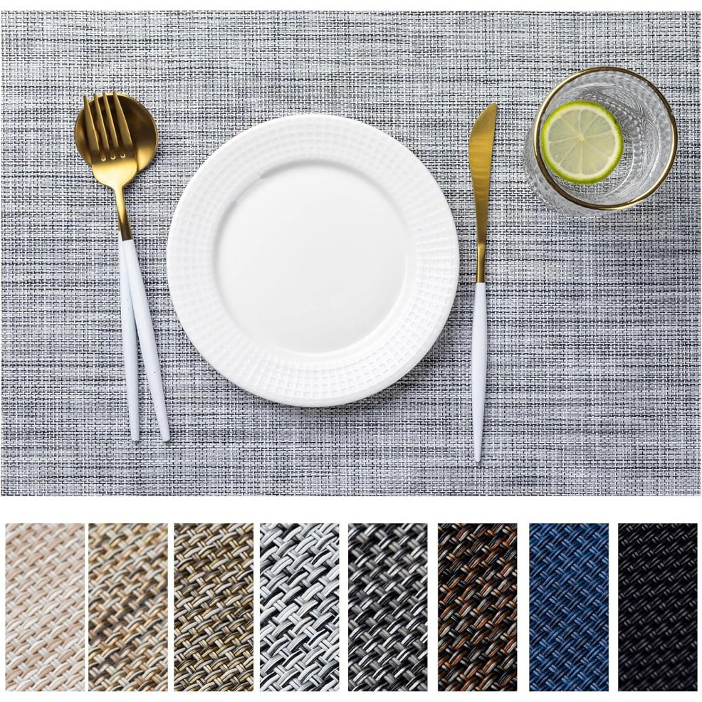 Indoor/Outdoor Washable Plastic Woven Placemats Dining Table Mats
