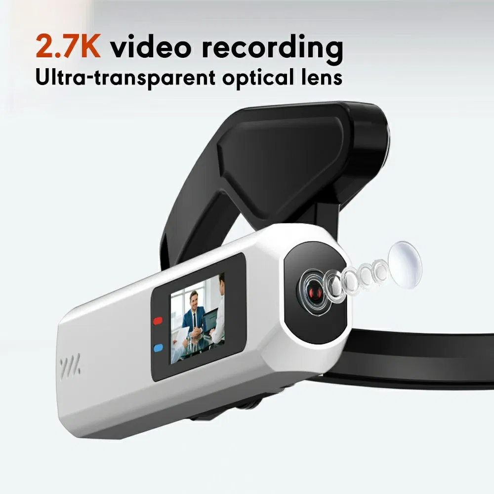 White Head-Mounted Video Camera 2.7K Ultra HD Wearable Camera 110 Wide Angle Lens Camcorder for Vlogger
