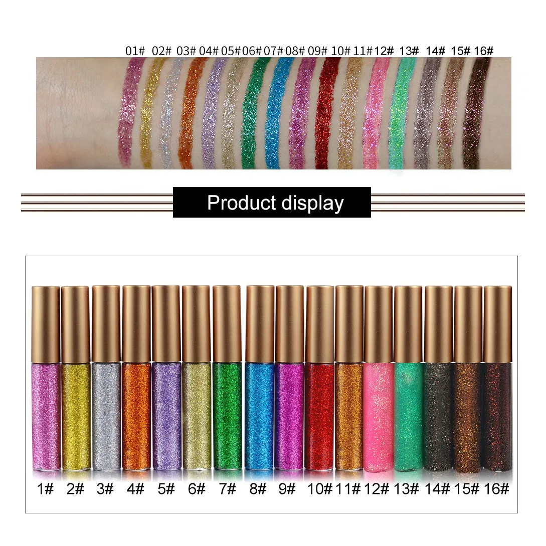 16 Color Glitter Eyeliner Liquid Shiny Waterproof Sweat