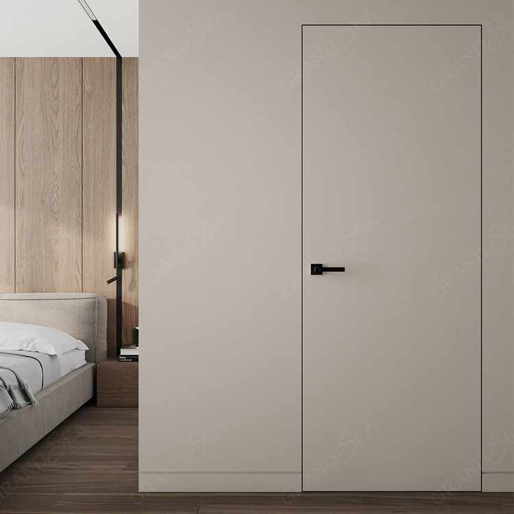 European Design Office Modern Concealed Invisible Aluminum Frame Wood Interior Room Hidden Secret Door