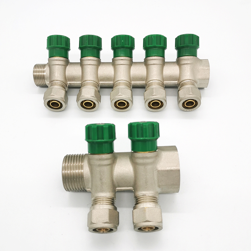 1 Way - 6 Way Manifold with Pex Fitting Compression Screw Adaptor for Underfloor Heating HVAC Thermostat Distributor