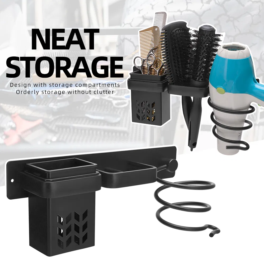 New Product Black Wall Mounted Hair Dryer Holder Storage Rack for Household Salon