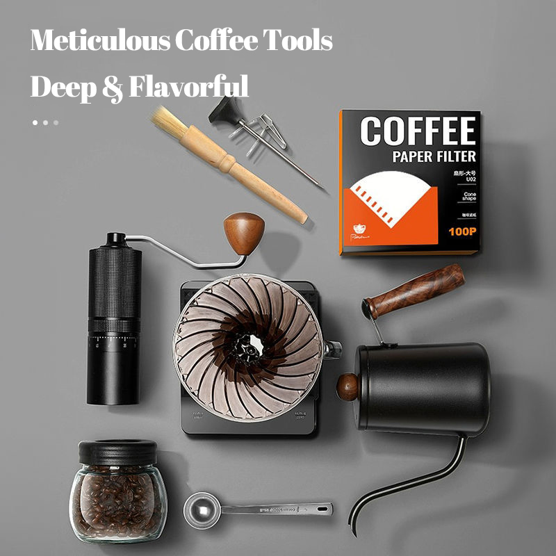 Manual Coffee Grinder Set with Filter Complete Coffee Utensils