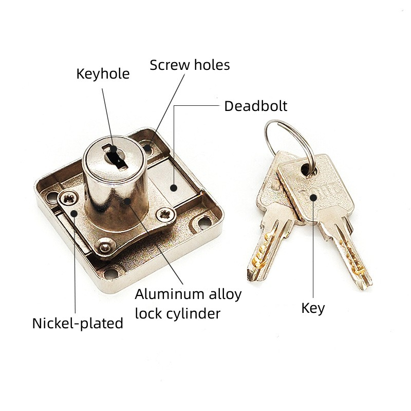 High Quality Self Locking Drawer Sliding Latch Furniture Lock Zinc Alloy Cylinder Latch Hardware Cabinet Lock