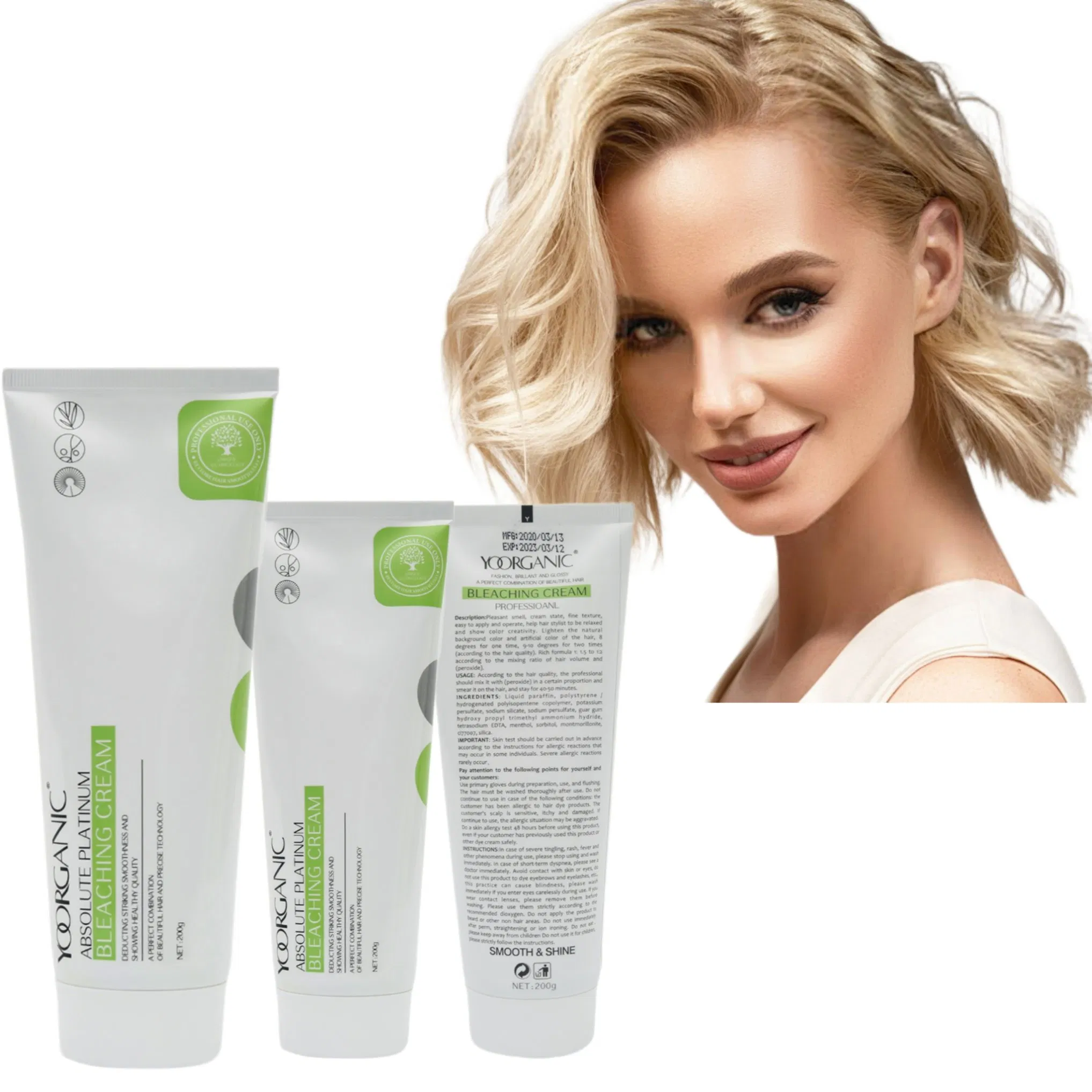 Yooranic Private Label Lightening Cream Hair Dye Professional Hair No Yellow Bleaching Cream