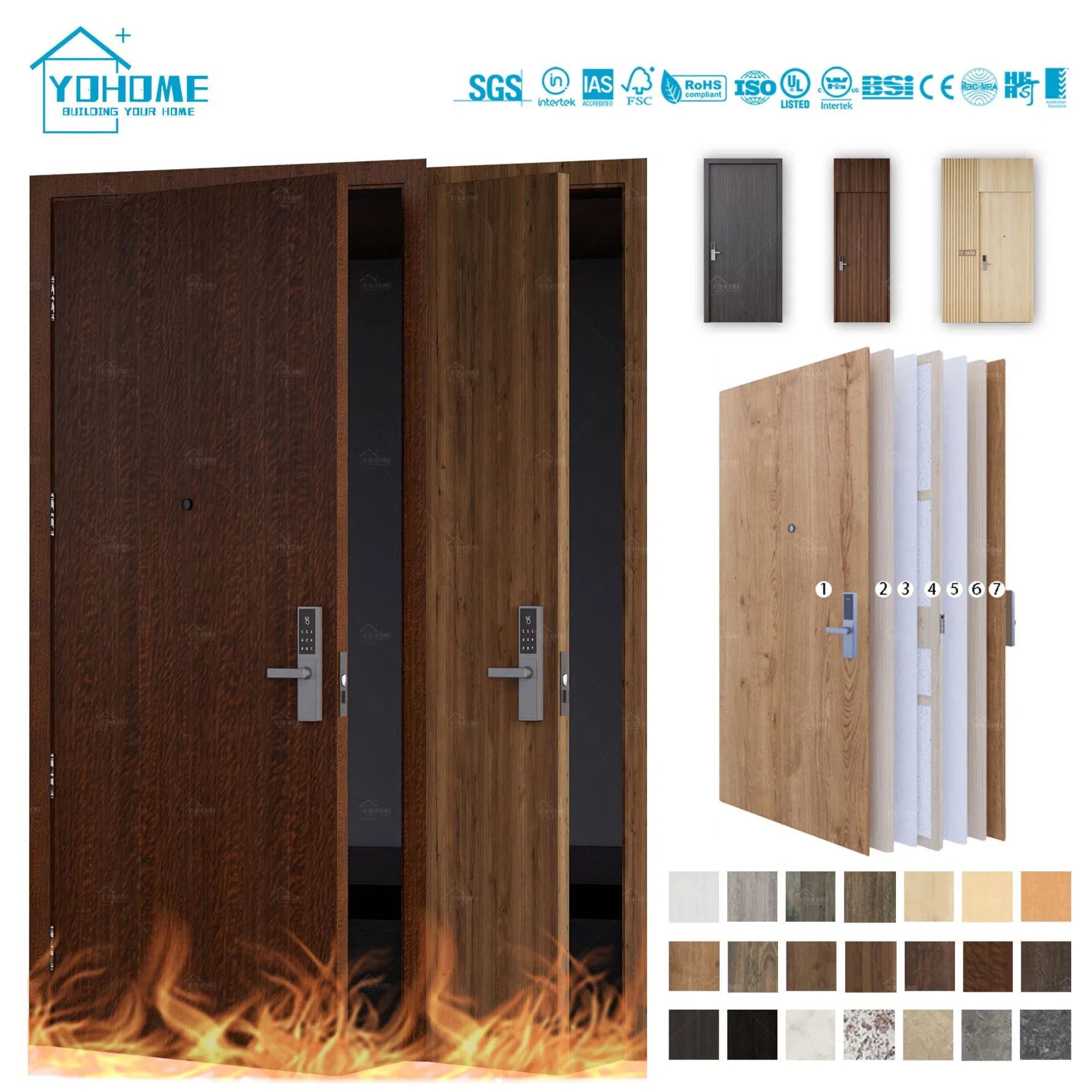 European HPL Compact Laminate Fire Door Ei 60 SA CE Marked Fire Door En 16034 60 Minute Fire Resistant HPL Door