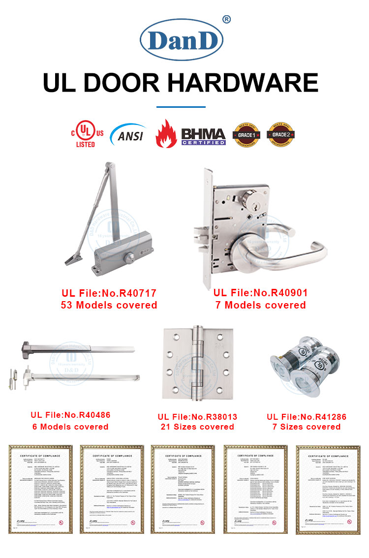 Stainless Steel UL CE Safe Fire Furniture Accessory Commercial Architectural China Factory Hinge Lock Handle Wood Folding Sliding Door Hardware Manufacture