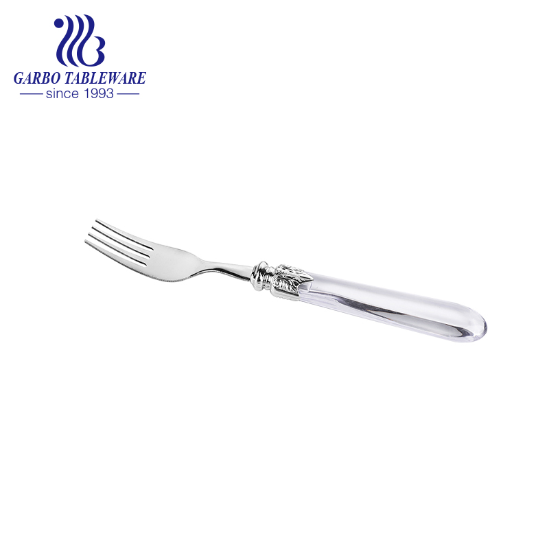 Wholesale Factory Stainless Steel Dinner Noodles Fork Metal Mirror Polish Silverware Fork with Customized Colored Pink Plastic Handle