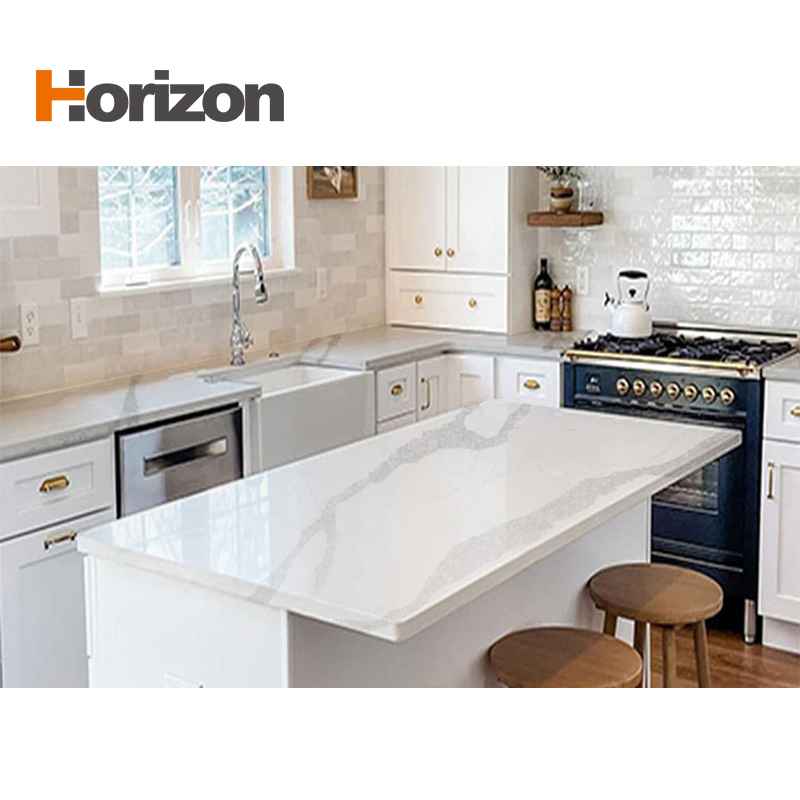 2025 Horizon Grey Base Calacatta Quartz Stone Slab