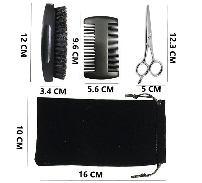 Gift Box / Bag Wooden Boar Bristle Beard Comb Brush Kit Custom Logo Barber Salon Beard Brush and Comb Set for Men