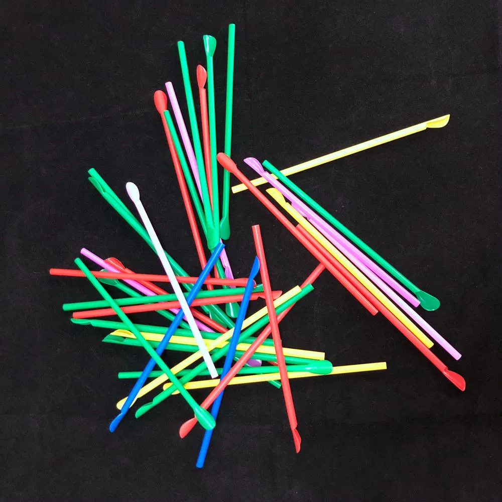 500 Pack Colorful Disposable Plastic Spoon Straws with OPP Bag Wrapped for Snow Cone