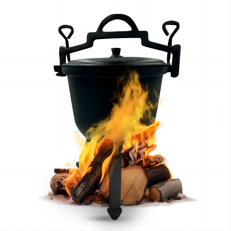 Outdoor Cooking Cast Iron Cauldron Pot with Three Legs for Meat Stew Cast Iron Hunting Cooker Jumbalaya Pot