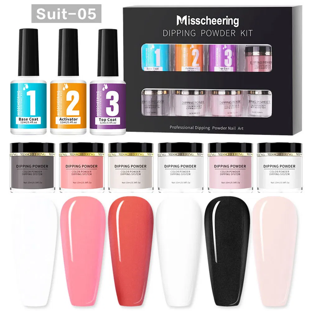 Nail Art Set Dipping Powder Kit French Style Nail Art Gel Base Coat Top Coat Activator Gift Box Package