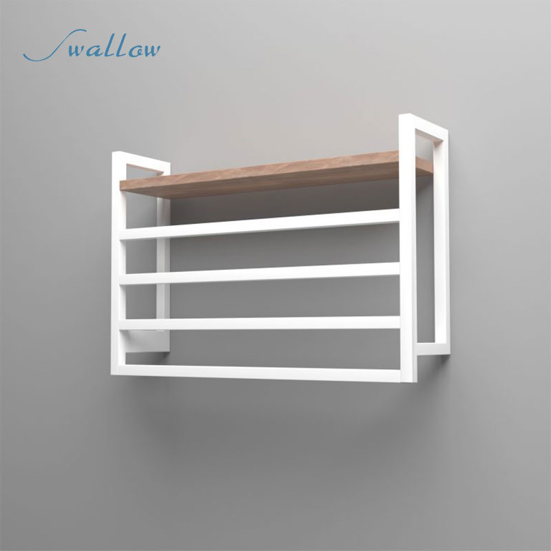 China Wall Mounted Electric Towel Warmer with Wooden Shelf
