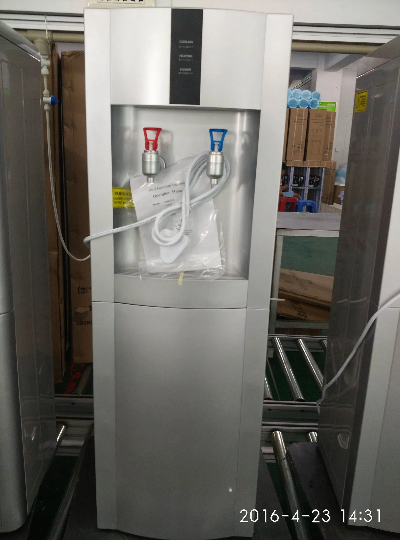 Silver Black Blue Floor Standing Hot Cold Compressor Water Cooler with a Refrigerator