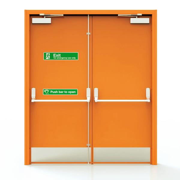 Automatic Alarm Exit Fireproof Steel Door Fire Door with Alarm Panic Bar