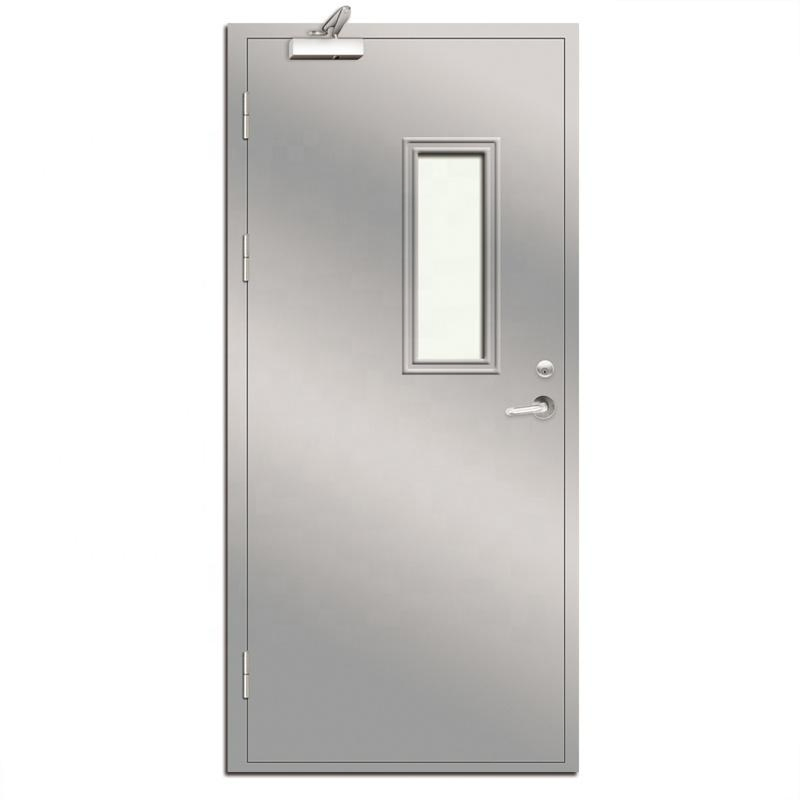 Fire Fighting Access Metal Double Leaf 1 Hour Fire Proof Steel Door with Glass Panel