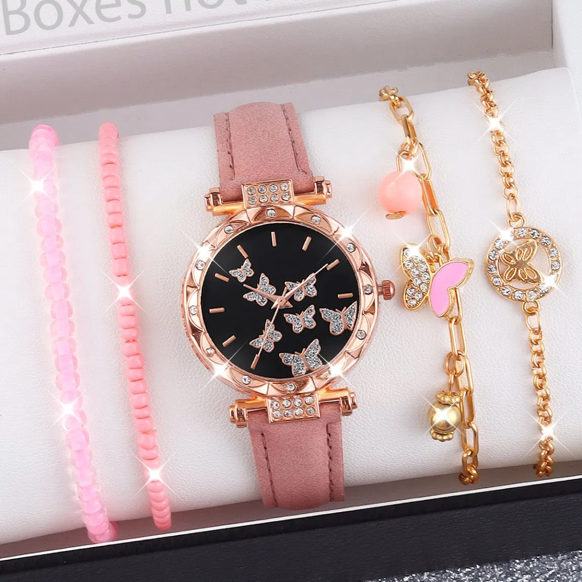 5-Piece Women's Watch Set Suitable for Everyday Wear Butterfly Elements
