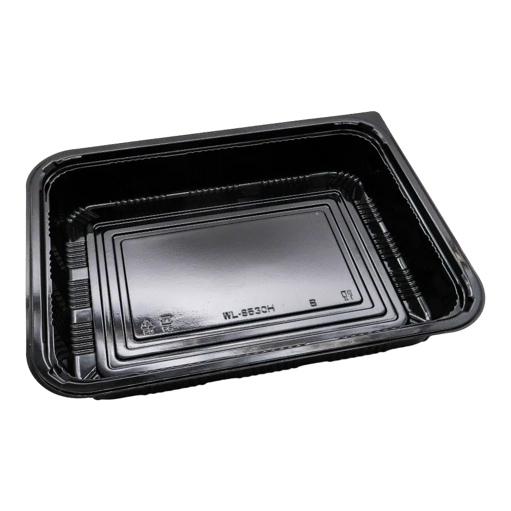 48oz Big Capacity Disposable Food Container Microwavable Plastic Takeaway Meal Prep Togo Black Lunch Packaging Box